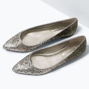 Pointed Toe Ombré Glitter Flats